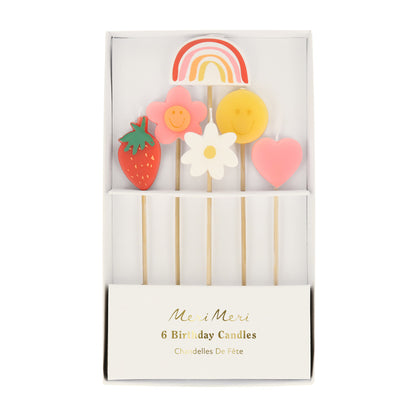 Meri Meri kagelys, Happy face icon - 6 stk