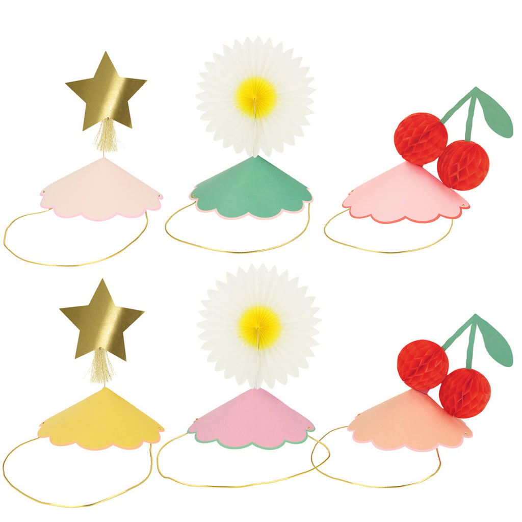 Meri Meri festhatte, Happy icons party hats  - 6 stk.