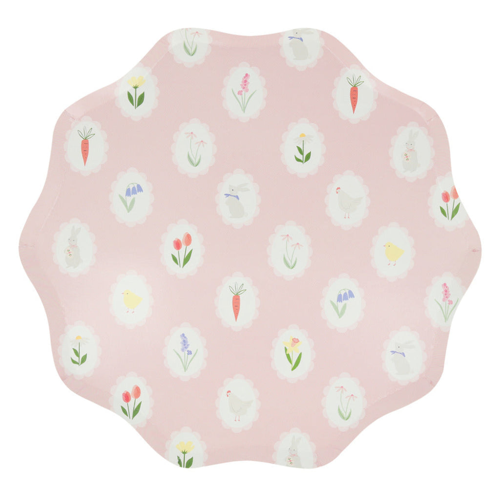 Meri Meri paptallerkener, påske, Str. L, Easter cameo - 8 stk.