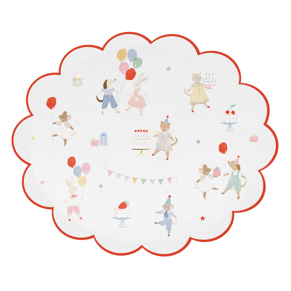 Meri Meri Paptallerkener, Str. L, Animal friends - 8 stk