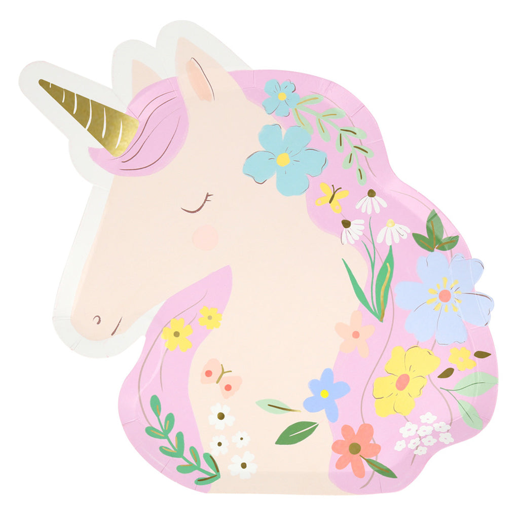 Meri Meri paptallerkener, Meadow unicorns - 8 stk.