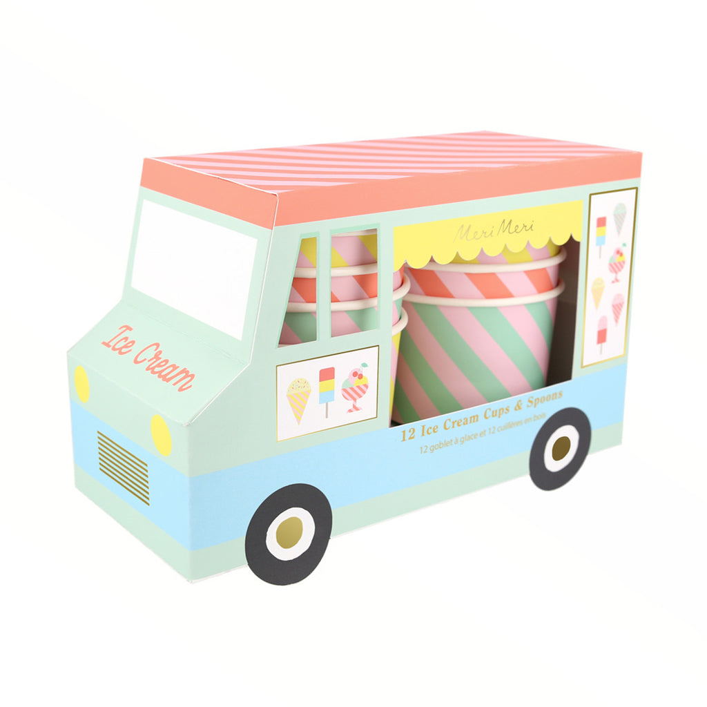 Meri Meri papkrus, Ice cream kopper og skeer - 12 stk.