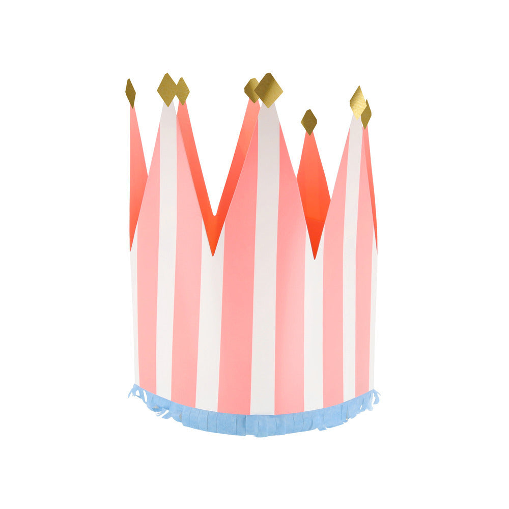 Meri Meri pap kroner, Striped - 8 stk.