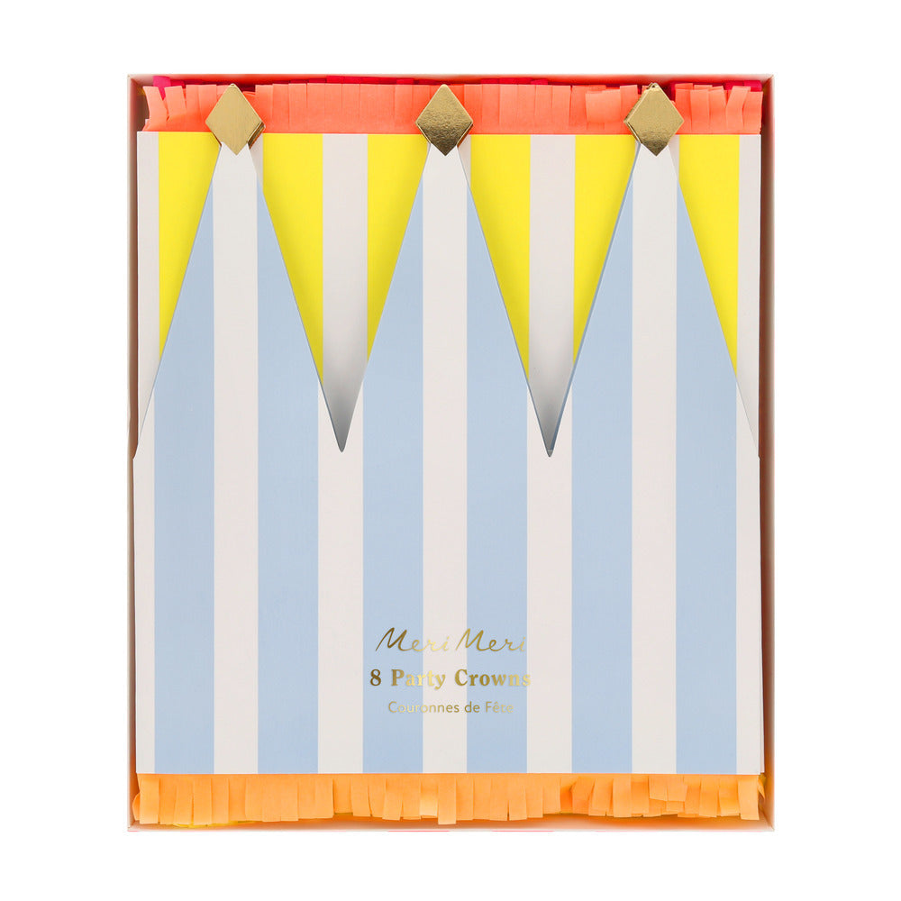 Meri Meri pap kroner, Striped - 8 stk.