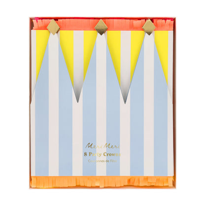 Meri Meri pap kroner, Striped - 8 stk.