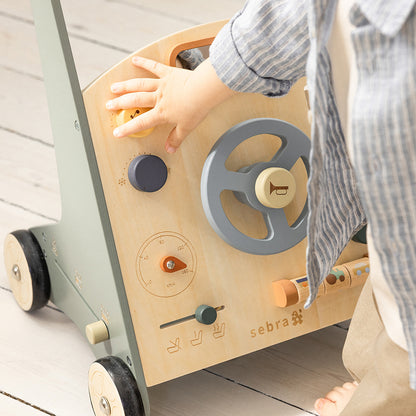 Sebra Gåvogn i træ m/aktiviteter, Bil
