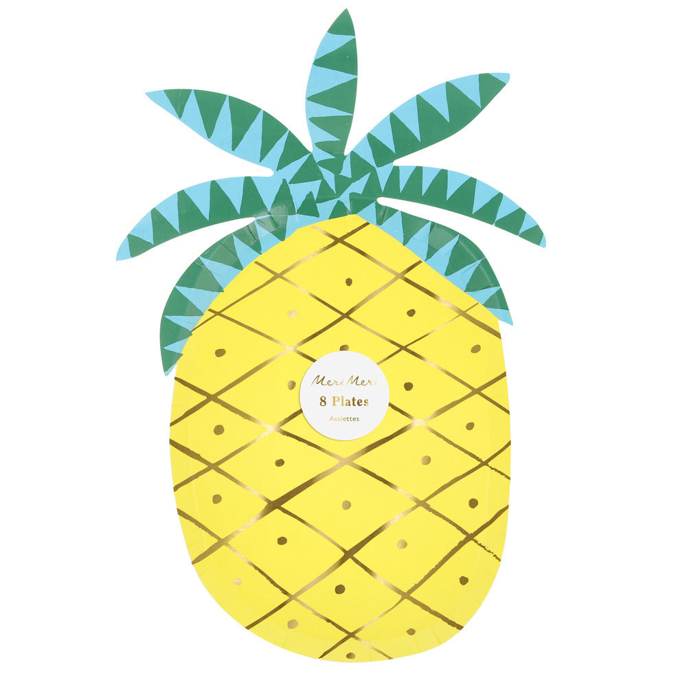 Meri Meri paptallerkner - Pineapple - 8 stk.