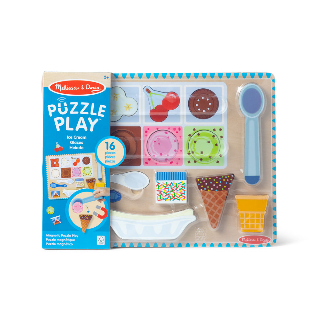 Melissa &amp; Doug 2-i-ét legesæt, Magnetisk puslespil og legemad-  Ice cream