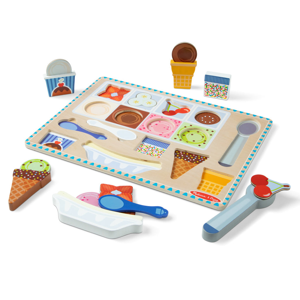 Melissa &amp; Doug 2-i-ét legesæt, Magnetisk puslespil og legemad-  Ice cream