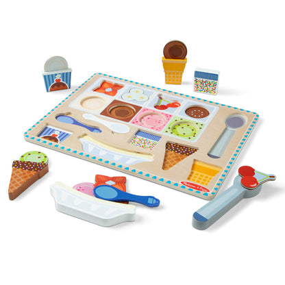 Melissa &amp; Doug 2-i-ét legesæt, Magnetisk puslespil og legemad-  Ice cream
