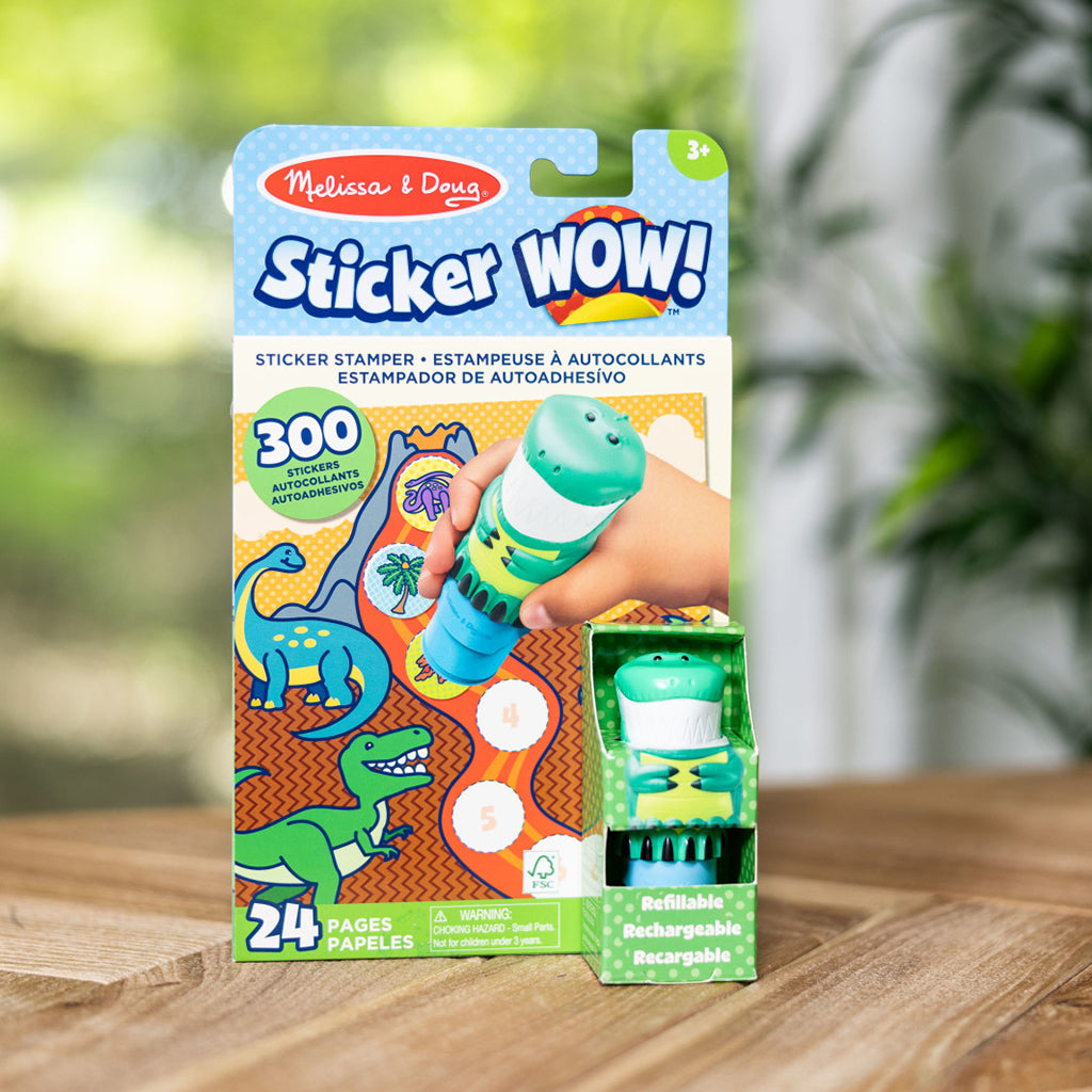 Melissa &amp; Doug Wow! Activity pad, Stempel-selv klistermærker - Dinosaur