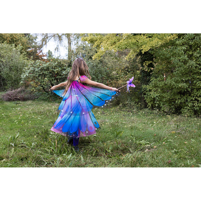 Great Pretenders udklædningstøj, Blå/lilla sommerfuglekjole m. vinger - str. 2-6 år