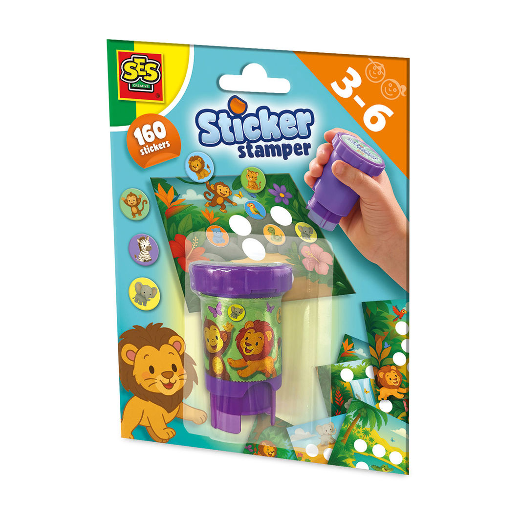 SES Creative  Stempel med klistermærker, Jungledyr