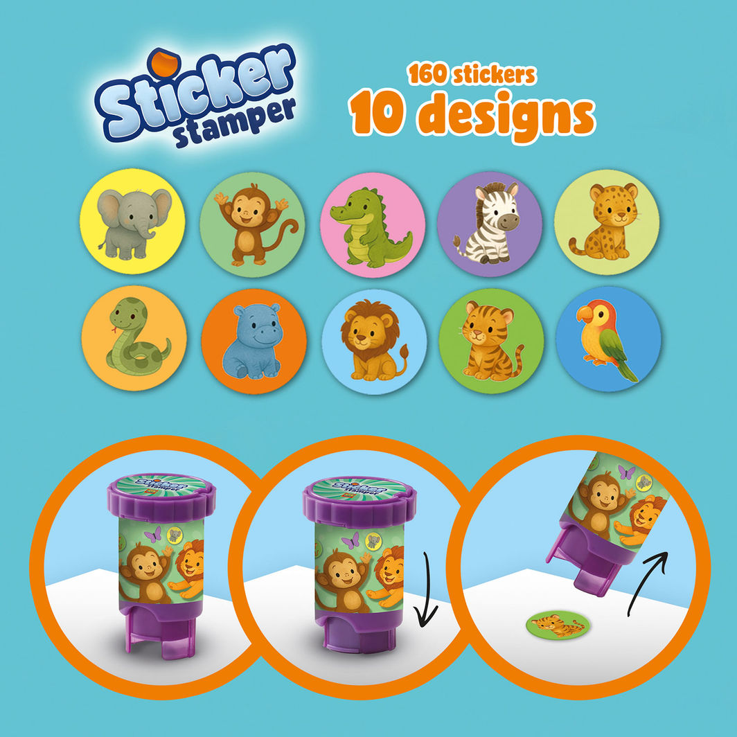 SES Creative  Stempel med klistermærker, Jungledyr