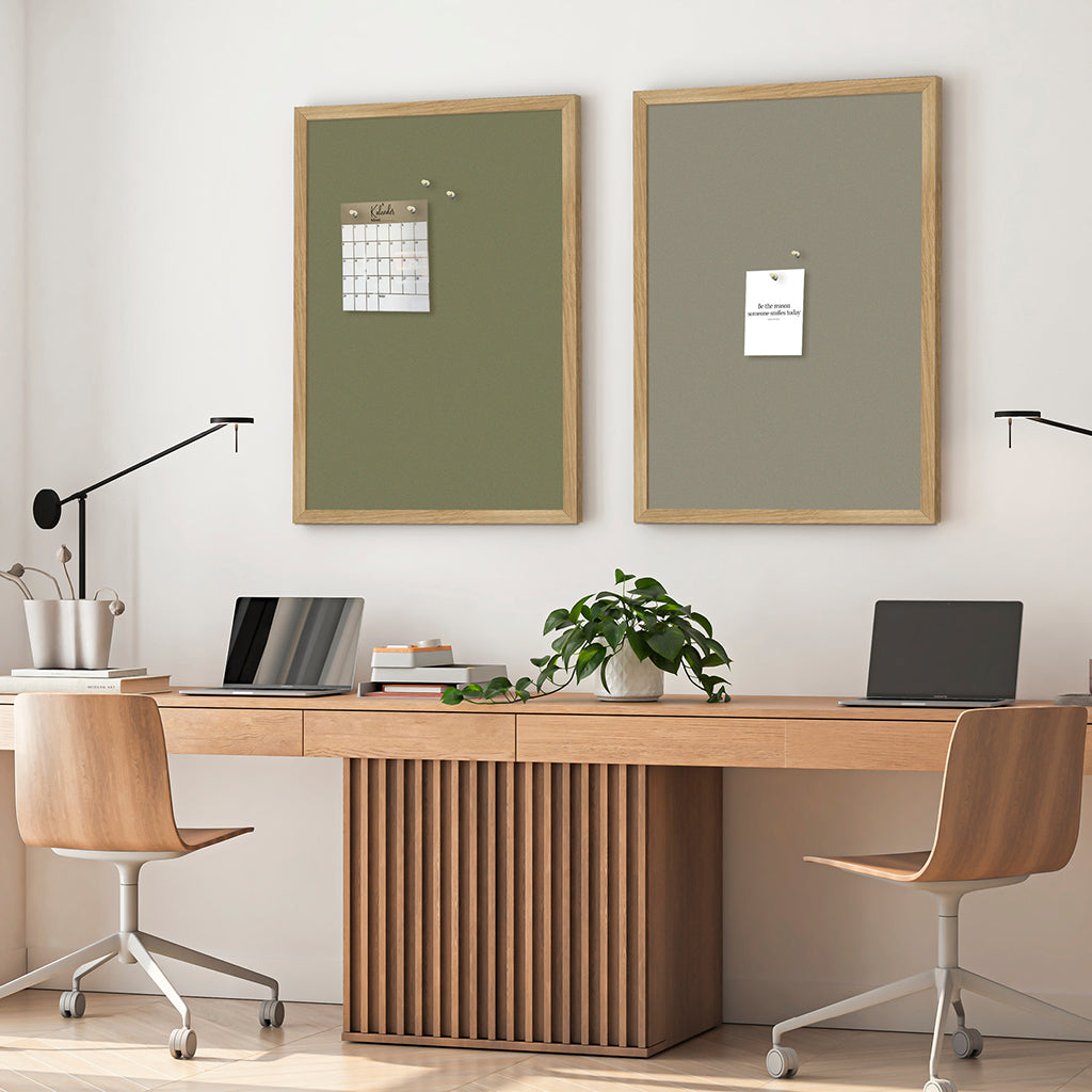 Opslagstavle m. egetræsramme, Green Symphony  62 x 42 cm