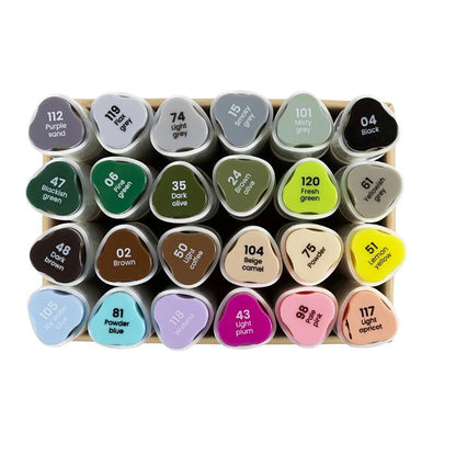 Illustration Marker, dobbelt, streg 1 + 8 mm streg, 24 stk. -  Pastelfarver, standardfarver