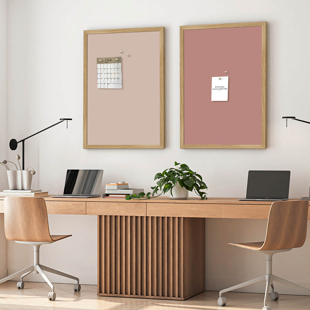 Opslagstavle m. egetræsramme, Soft Blush - 62 x 42 cm