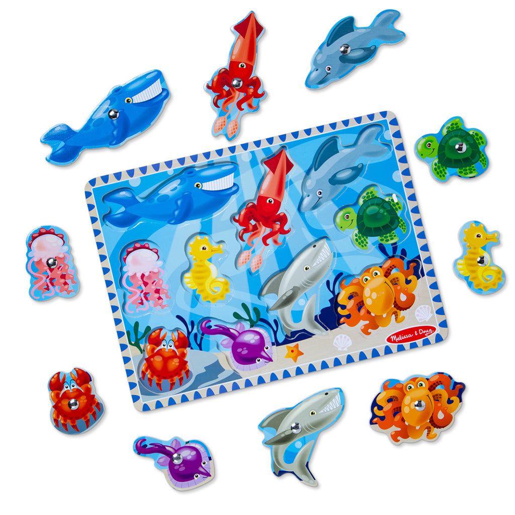Melissa &amp; Doug Magnetisk træpuslespil med fiskestang, 10 brikker