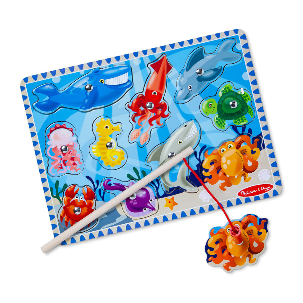 Melissa &amp; Doug Magnetisk træpuslespil med fiskestang, 10 brikker
