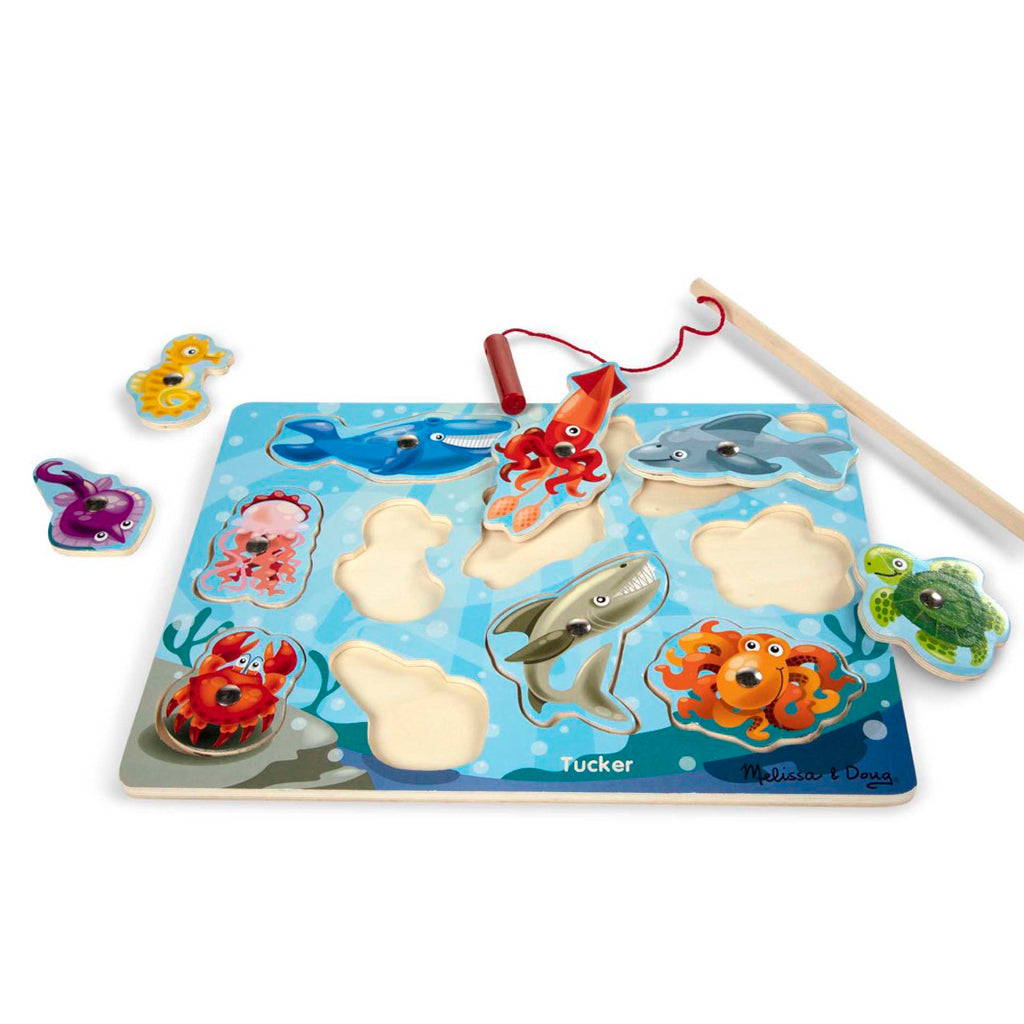 Melissa &amp; Doug Magnetisk træpuslespil med fiskestang, 10 brikker