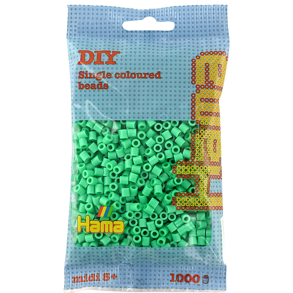 Hama Midi perler i pose, lys grøn - 1000 stk