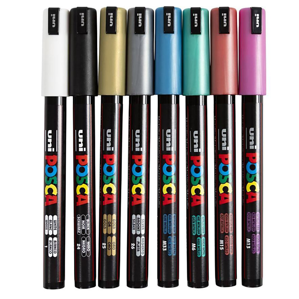 Posca Tuscher, streg 0.7 mm - 8 stk. ass farver