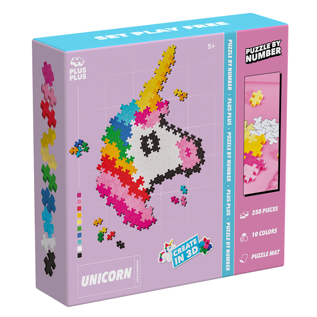 Plus-Plus Puzzle by Number, Enhjørning - 250 stk