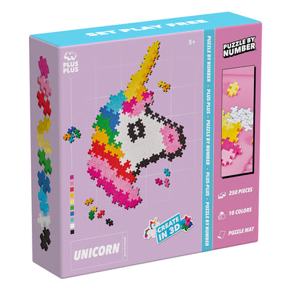Plus-Plus Puzzle by Number, Enhjørning - 250 stk