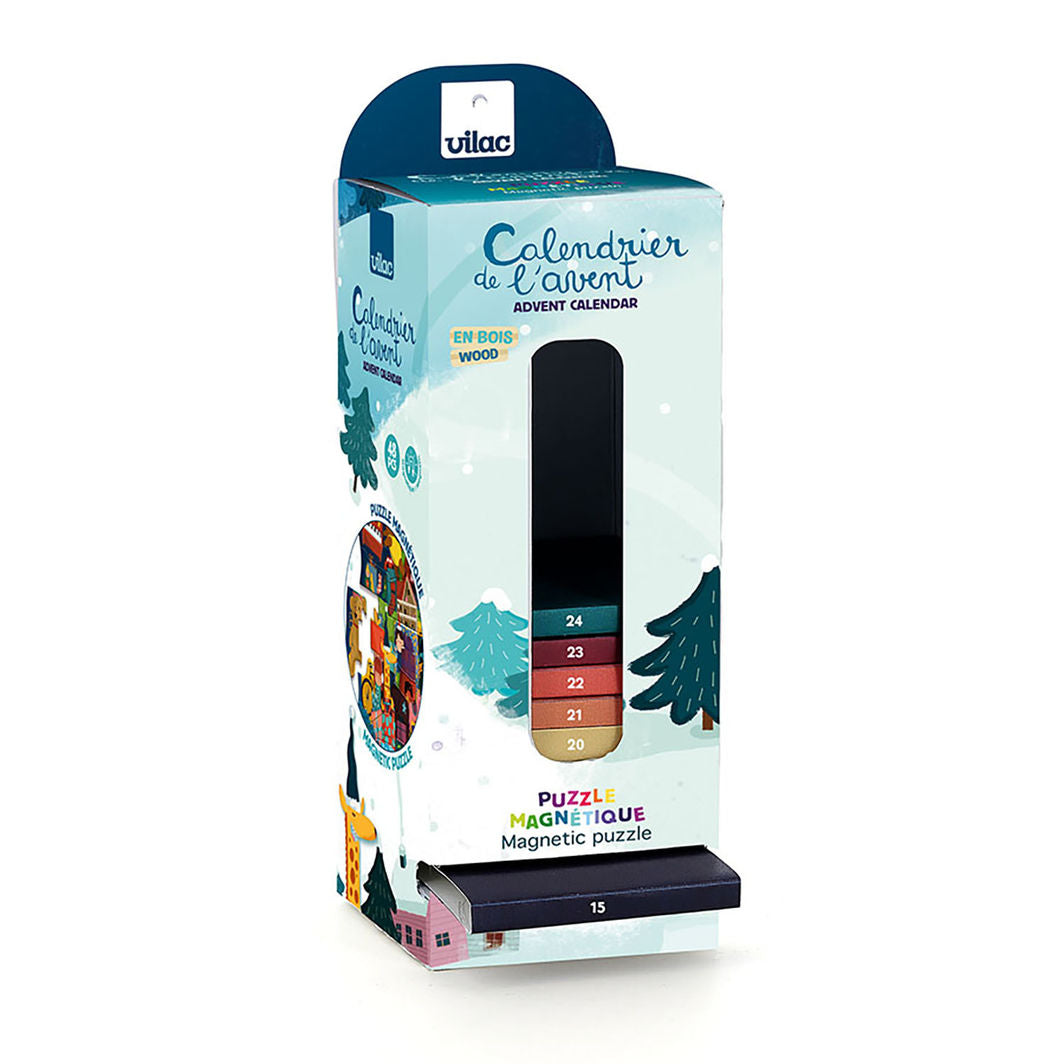 Vilac Adventskalender, Adventstårn med magentisk puslespil 48 brikker