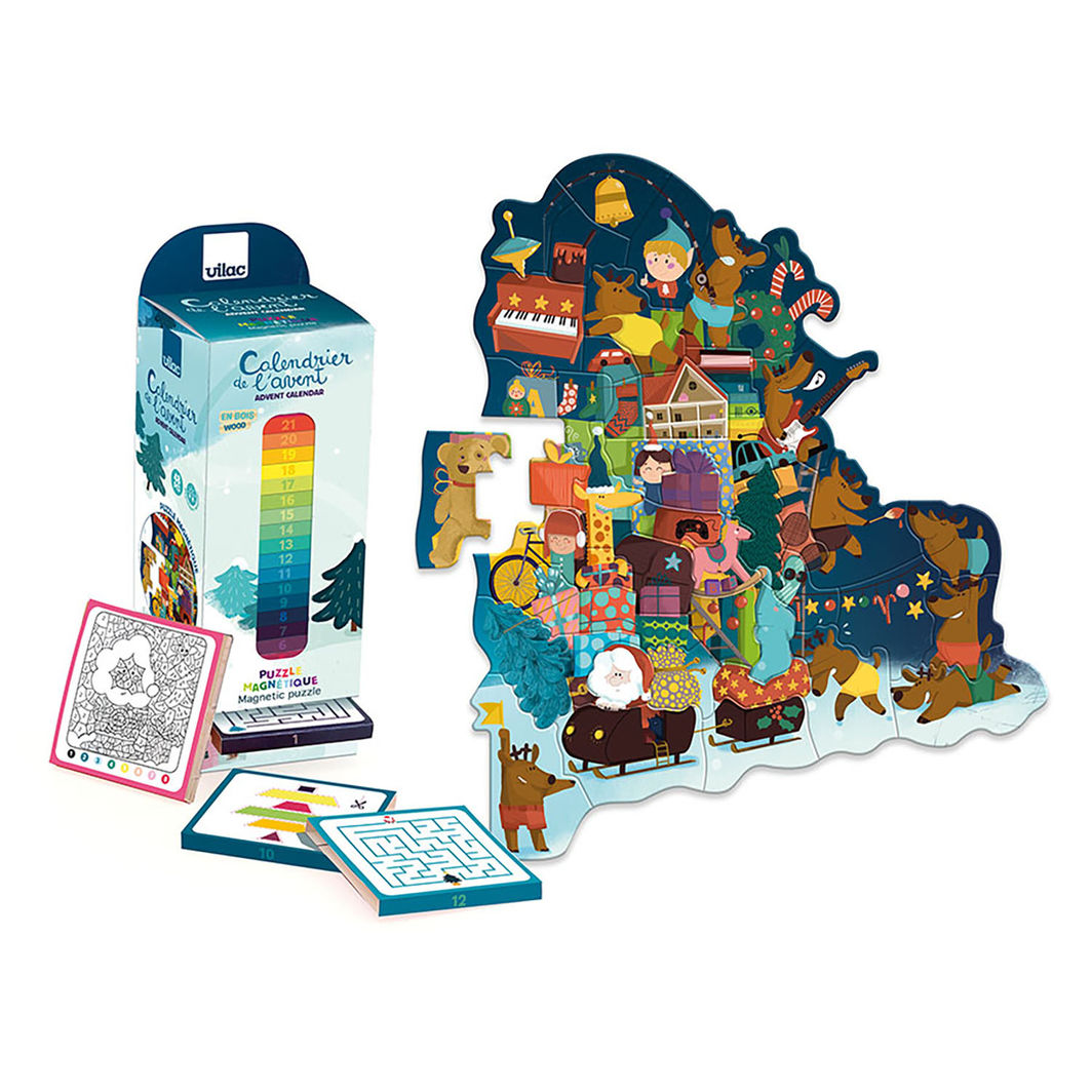 Vilac Adventskalender, Adventstårn med magentisk puslespil 48 brikker