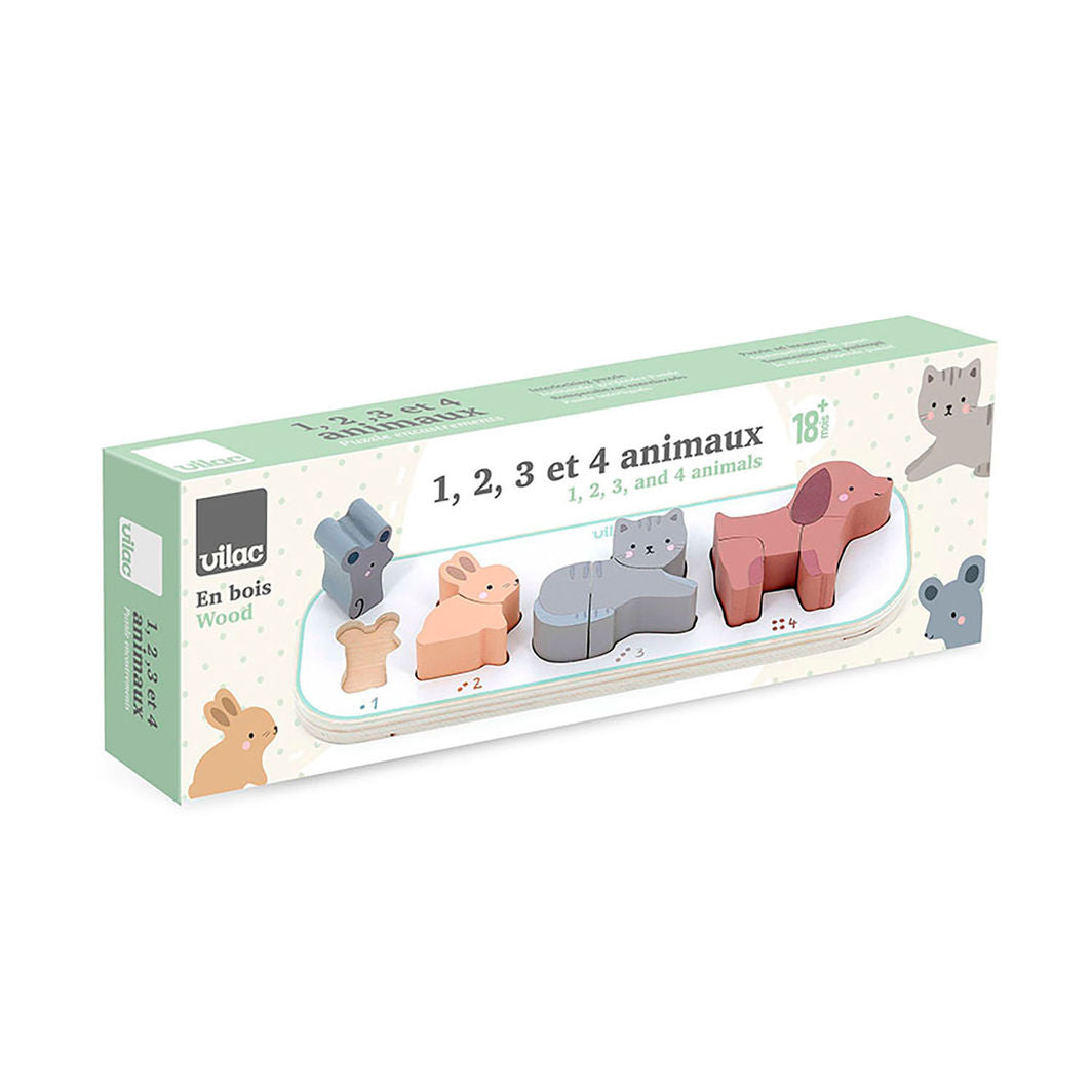 Vilac Puslespil m. 10 brikker - Fire dyr