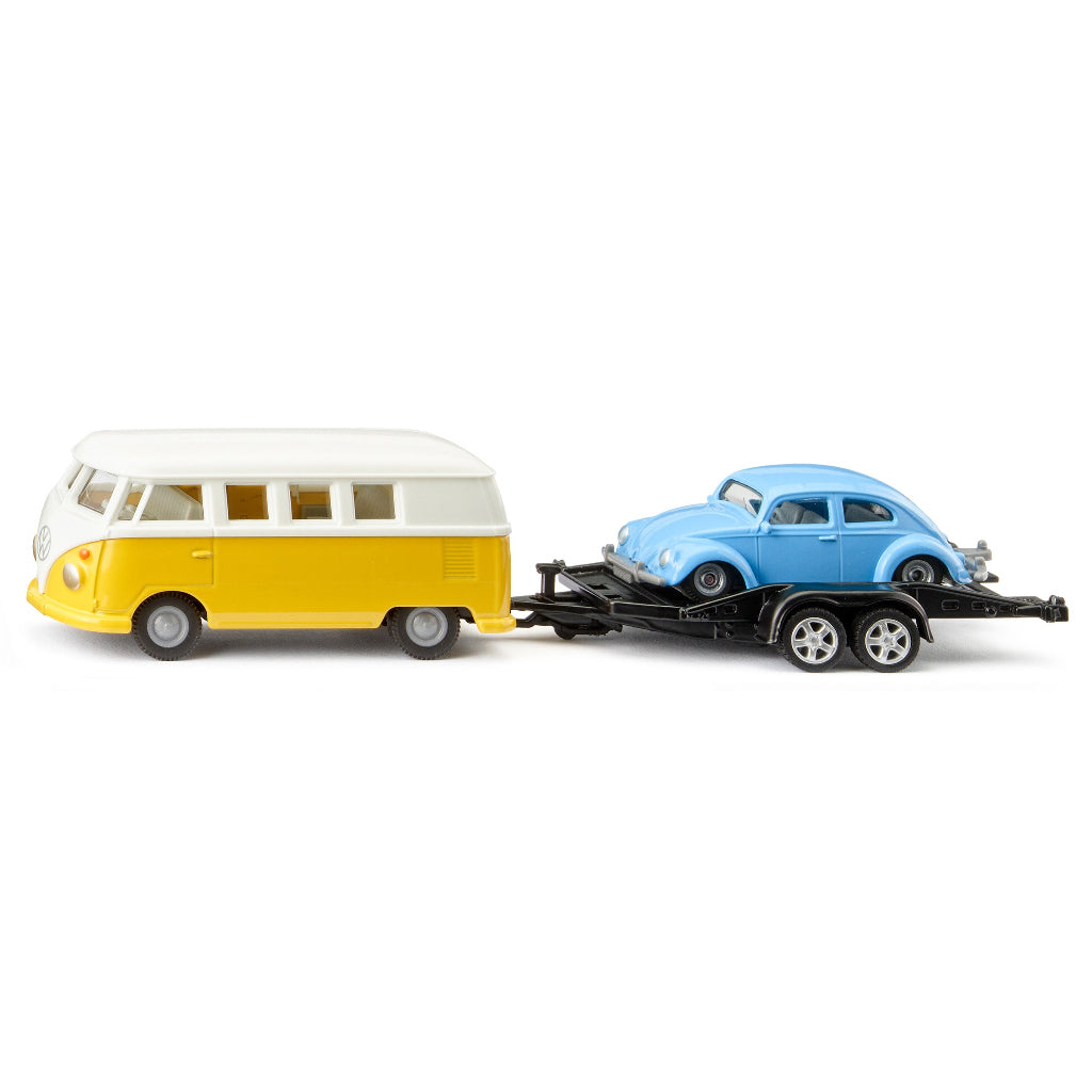 Siku Legetøjsbil, VW T1 m trailer og VW Beetle - 6.1 x 25 cm