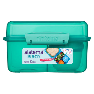 Sistema Lunch Cube max lunch, madkasse m 4 rum og en beholder, Teal