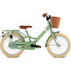 Puky Youke Classic cykel m. håndbremse og cykelkurv, 16" - Retro green - Fra 4 år