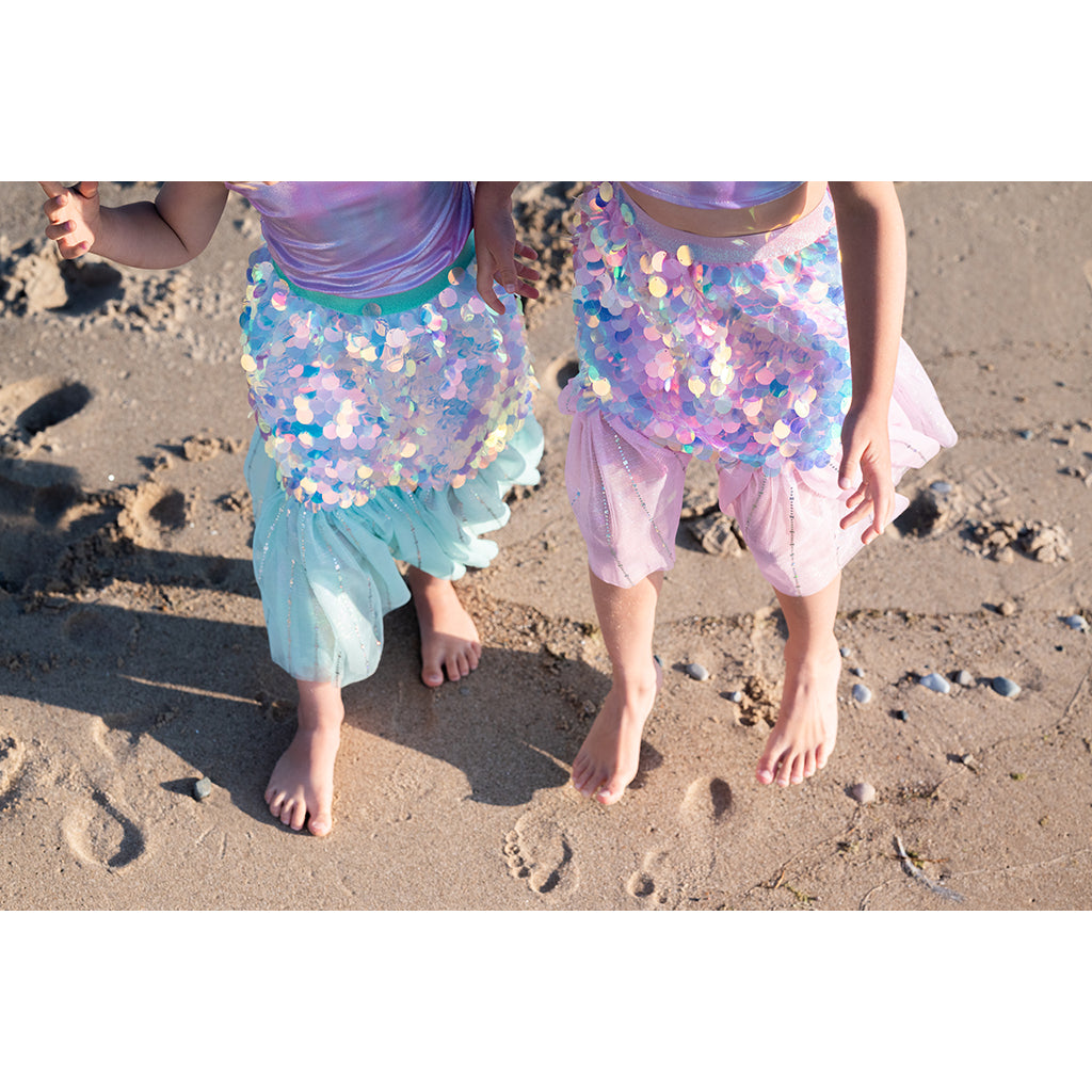 Great Pretenders udklædningstøj, Bling bling havfrue skørt og hårklips, mint - Str. 4-6 år