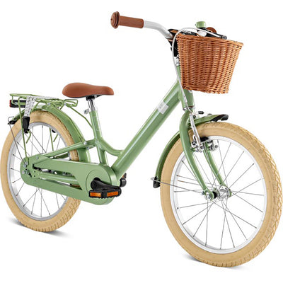 Puky Youke Classic cykel m. håndbremse og cykelkurv, 18" - Retro green - Fra 5 år