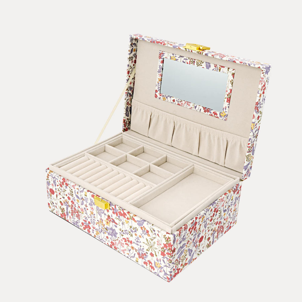 Bon Dep smykkeskrin m. Liberty print, Square - Field Flowers
