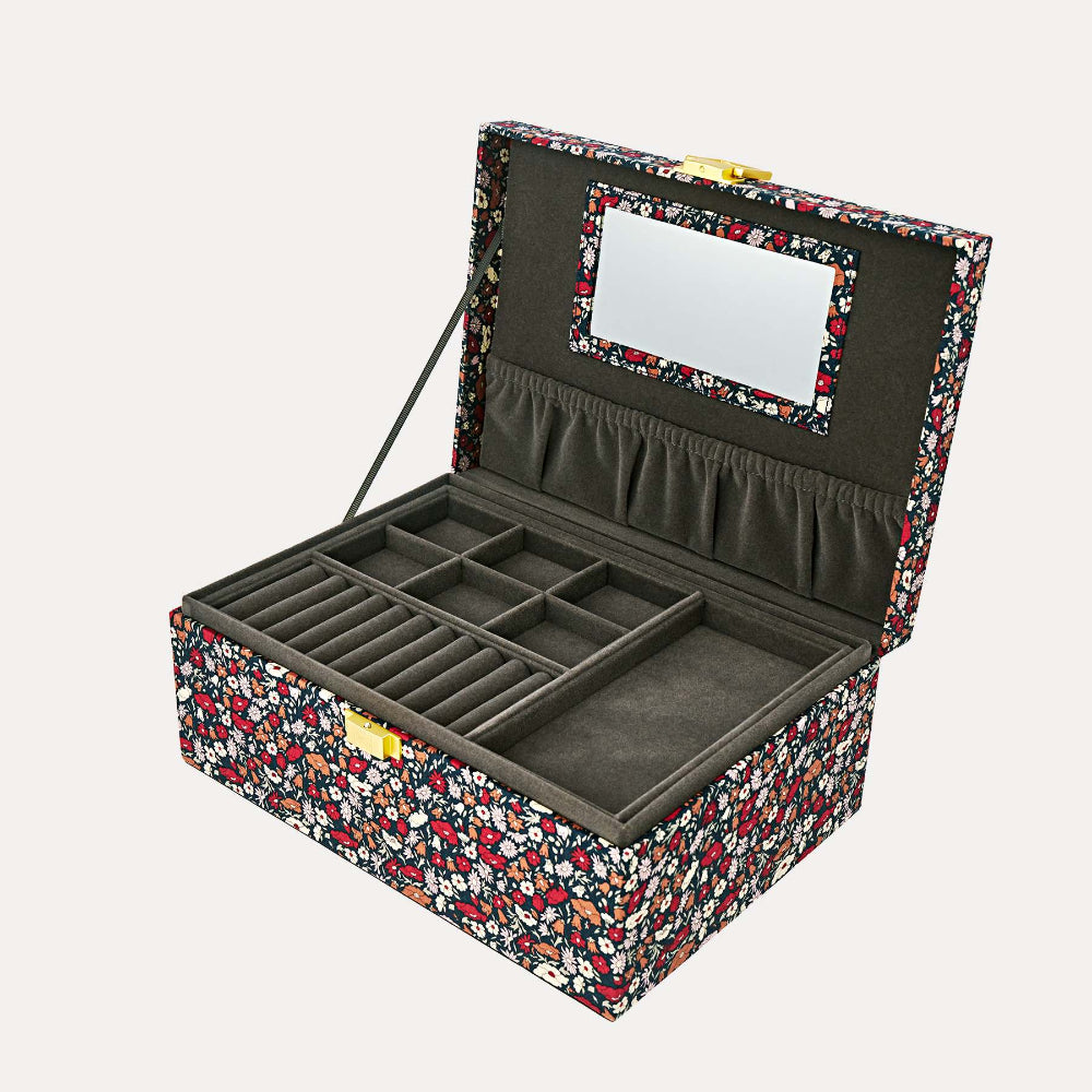 Bon Dep smykkeskrin m. Liberty print, Square - Petal &amp; Daisy