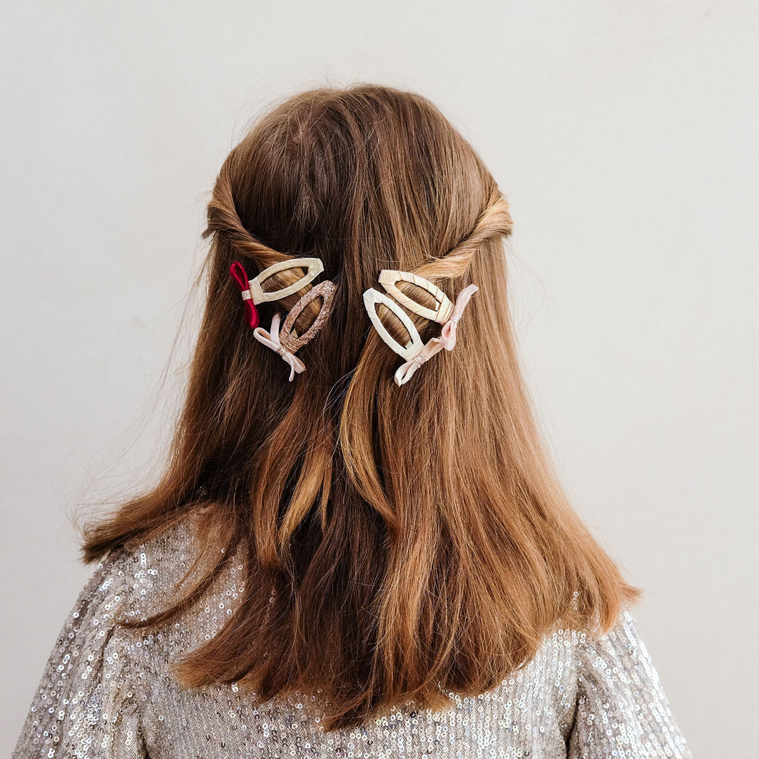 Mimi &amp; Lula 4 Hårspænder - Skinny Velvet Bow