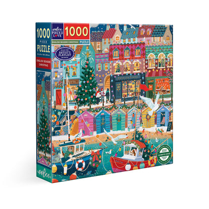 eeBoo Puslespil 1000 brk, English Seaside Christmas