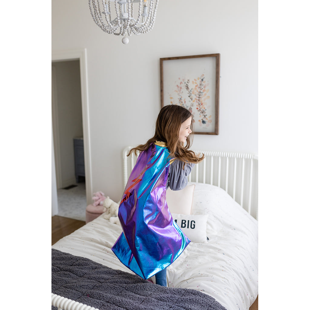 Great Pretenders Superhelt kappe, Blue Lightning, vendbar - str. 5-6 år