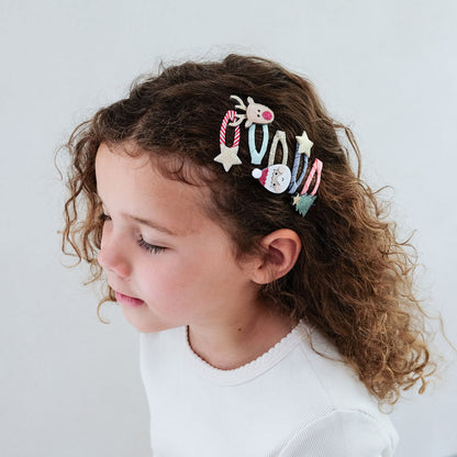 Mimi &amp; Lula 5 hårspænder, Mini Santa Christmas