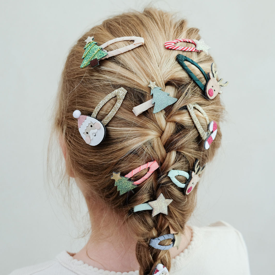 Mimi &amp; Lula 8 hårclips, Mini Santa Christmas