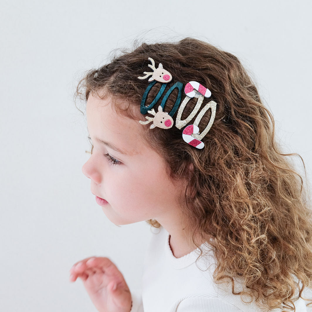 Mimi &amp; Lula 4 hårspænder, Rudolph &amp; Candy Christmas