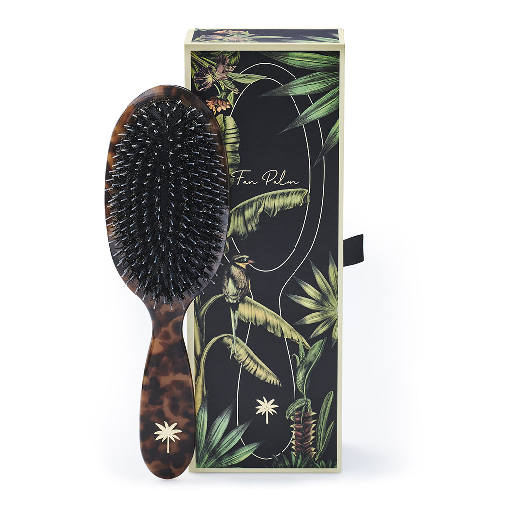 Fan Palm Premium Edition, Boar and nylon bristles, medium - Turtle Pattern