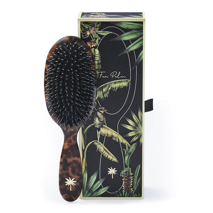 Fan Palm Premium Edition, Boar and nylon bristles, medium - Turtle Pattern
