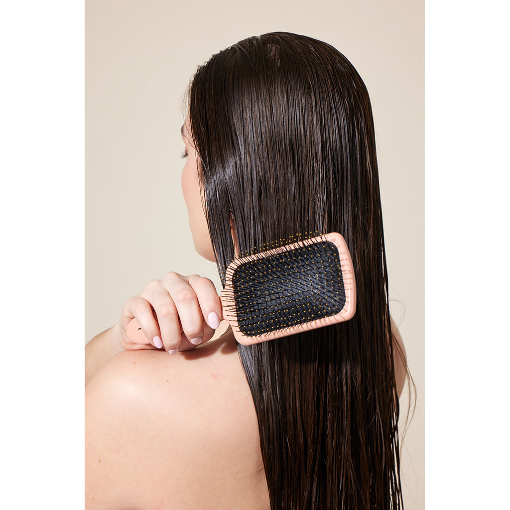 Fan Palm hårbørste, Bloom paddle wet brush - Large Rose w/glitter