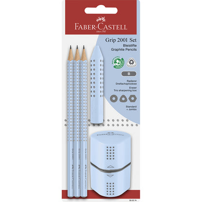 Faber-Castell - Grip sæt 3-i-1, Sky blue