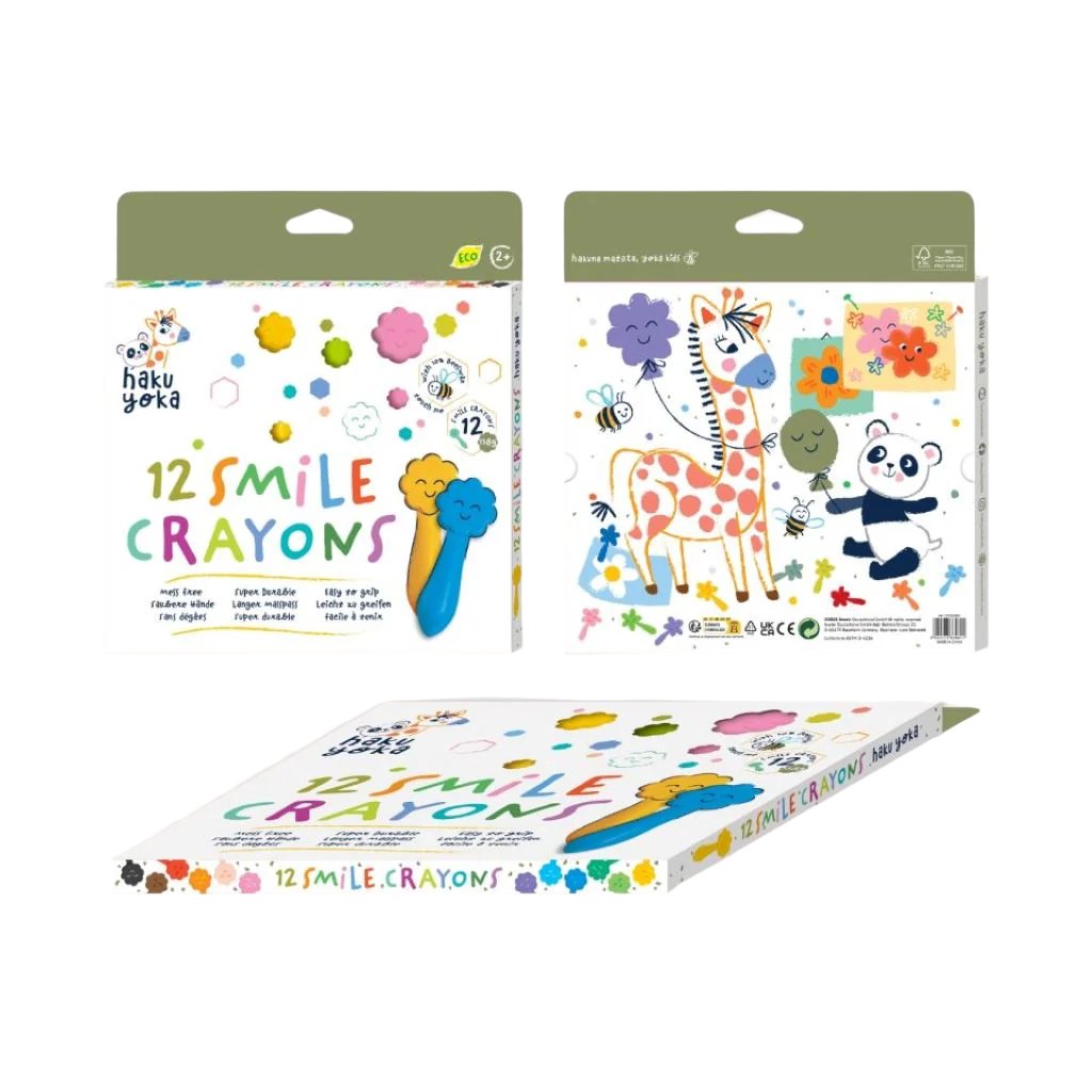 Haku Yoka, 12 farvekridt - smilende ansigter