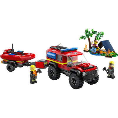 LEGO® City Fire, Firhjulstrukket brandbil med redningsbåd